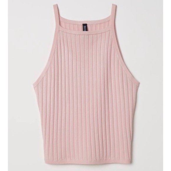 Divided Tops - 2/$20 ✨ H&M Light Pink High Neck Ribbed Crop Top